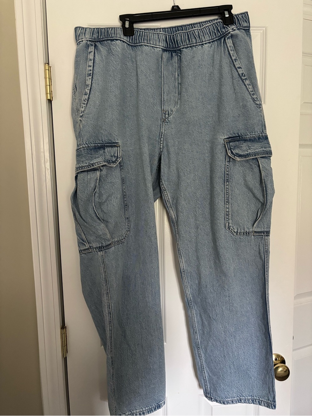 H&M Light Blue Relaxed Cargo Jeans for Women